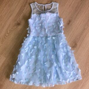 Light Blue Sleeveless Dress with Floral Appliqué